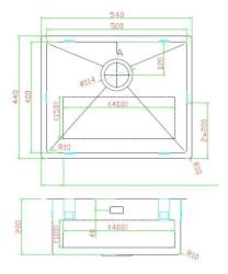 Pure.Sink Luxion Lavello in acciaio inox 50x40 cm sottopiano, incasso a filo e da appoggio PLX5040-02