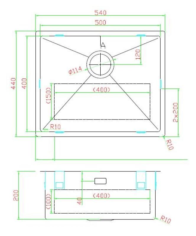 Pure.Sink Luxion Lavello in acciaio inox 50x40 cm sottopiano, incasso a filo e da appoggio PLX5040-02