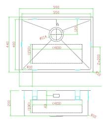 Pure.Sink Luxion Lavello dorato 55x40 cm sottopiano, incasso a filo e da appoggio PLX5540-60