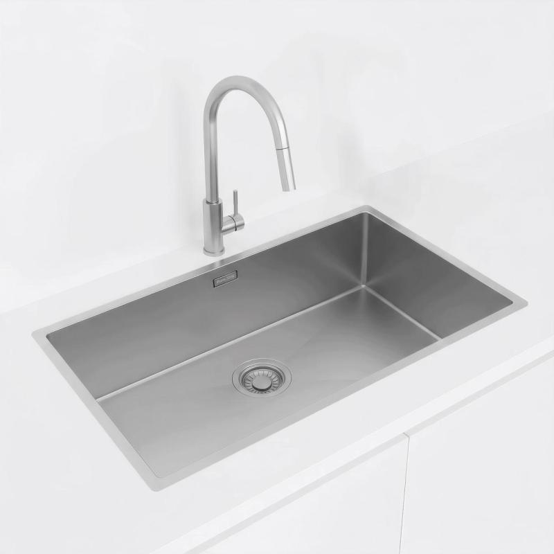 Pure.Sink Luxion Grande lavello in acciaio inox 74x40 cm sottopiano, incasso a filo e da appoggio PLX7440-02