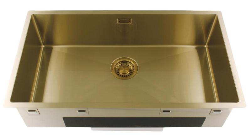 Pure.Sink Luxion Grande lavello dorato 74x40 cm sottopiano, incasso a filo e da appoggio PLX7440-60