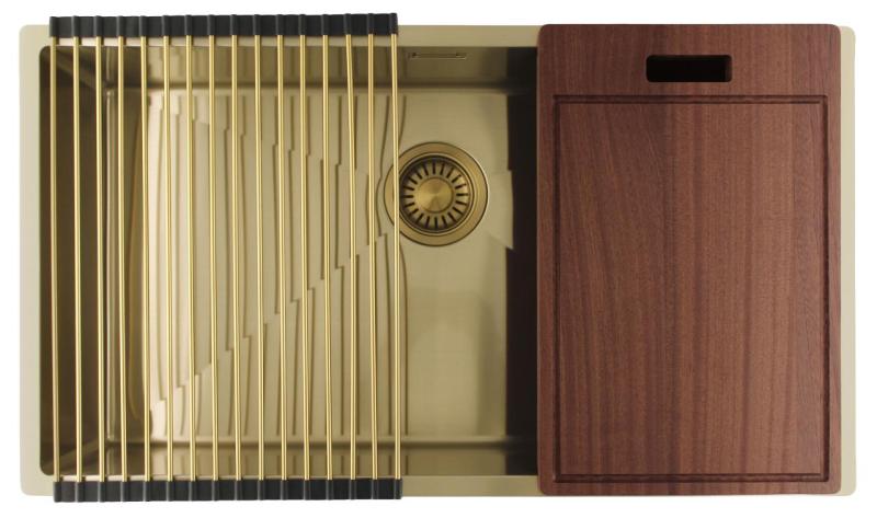 Pure.Sink Luxion Grande lavello dorato 74x40 cm sottopiano, incasso a filo e da appoggio PLX7440-60