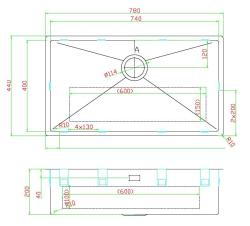 Pure.Sink Luxion Grande lavello in rame 74x40 cm sottopiano, incasso a filo e da appoggio PLX7440-62