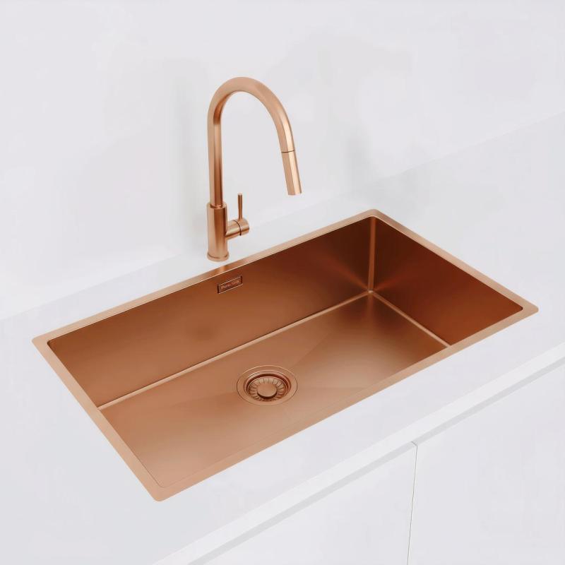 Pure.Sink Luxion Large Copper Sink 74x40 cm Undermount, Flush Mount, and Surface Mount PLX7440-62