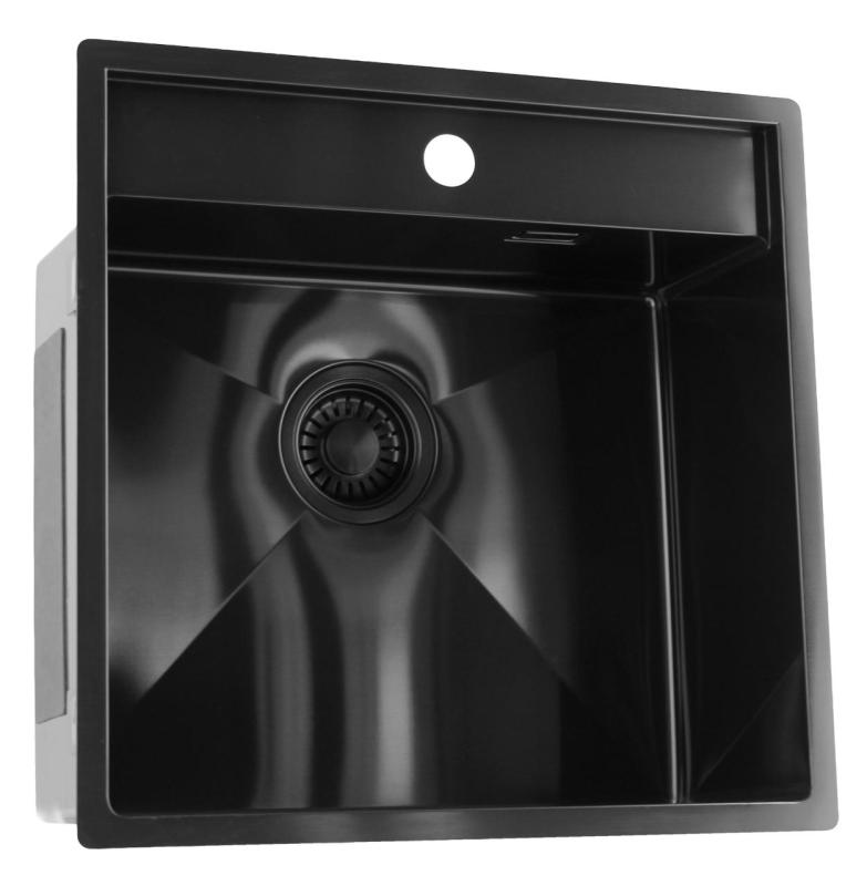 Pure.Sink Luxion PVD Lavello nero 51x50 cm Tapwing con foro per rubinetto PLX5150T-63