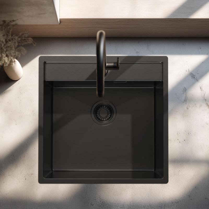 Pure.Sink Luxion PVD Lavello nero 51x50 cm Tapwing con foro per rubinetto PLX5150T-63