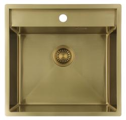 Pure.Sink Luxion Lavello dorato 51x50 cm Tapwing con foro per rubinetto PLX5150T-60