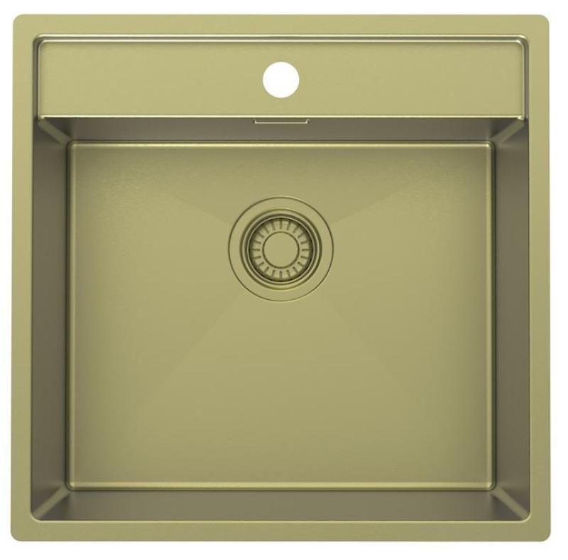 Pure.Sink Luxion Lavello dorato 51x50 cm Tapwing con foro per rubinetto PLX5150T-60
