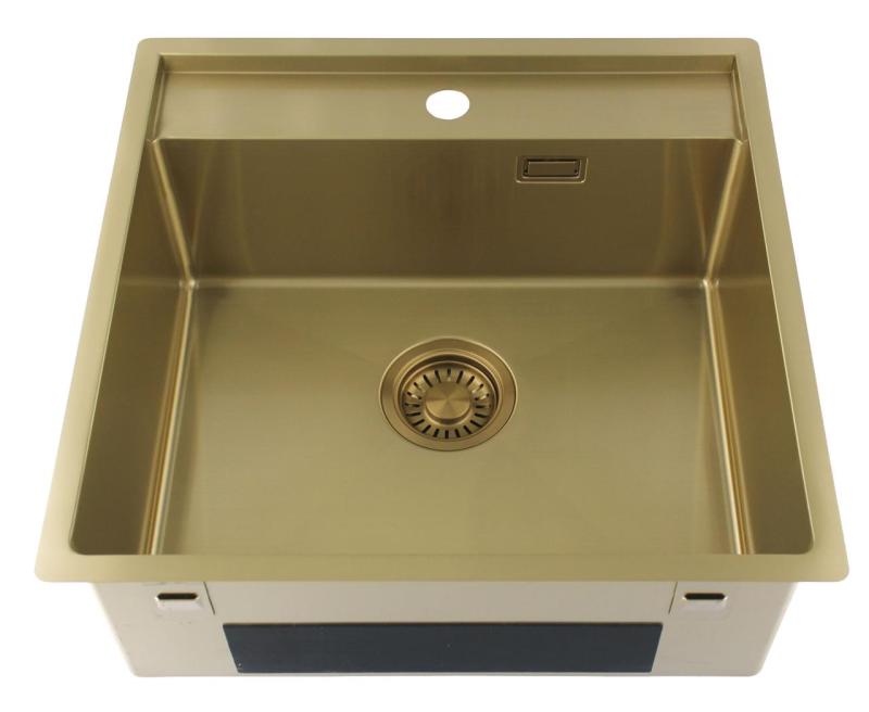 Pure.Sink Luxion Lavello dorato 51x50 cm Tapwing con foro per rubinetto PLX5150T-60
