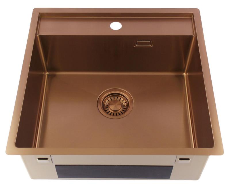 Pure.Sink Luxion Lavello in rame 51x50 cm Tapwing con foro per rubinetto PLX5150T-62