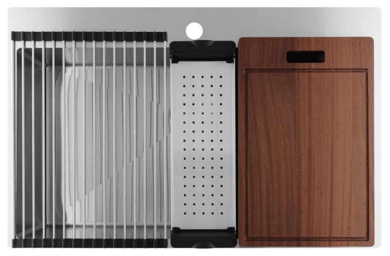 Pure.Sink Luxion Grande lavello in acciaio inox 78x50 cm Tapwing con foro per rubinetto PLX7850T-02