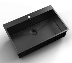 Pure.Sink Luxion PVD Grande lavello nero 78x50 cm Tapwing con foro per rubinetto PLX7850T-63