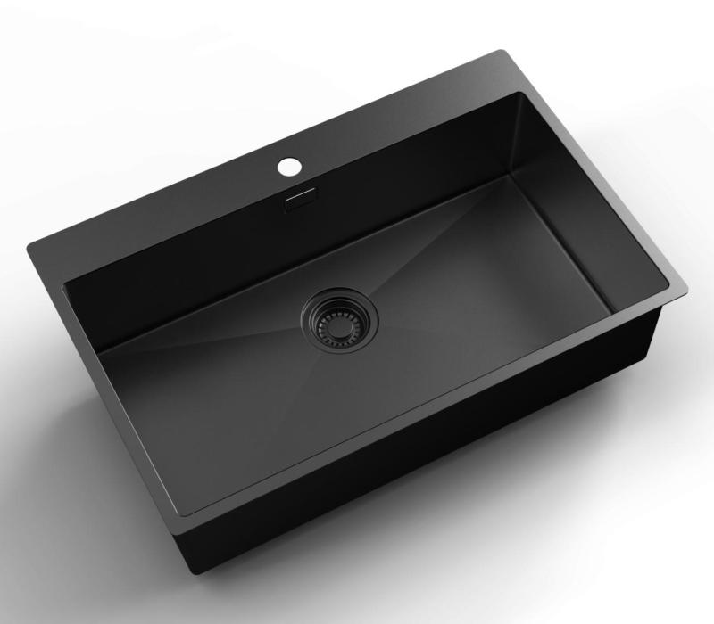Pure.Sink Luxion PVD Grande lavello nero 78x50 cm Tapwing con foro per rubinetto PLX7850T-63