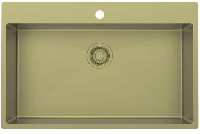 Pure.Sink Luxion Grande lavello dorato 78x50 cm Rubinetto con foro per rubinetto PLX7850T-60