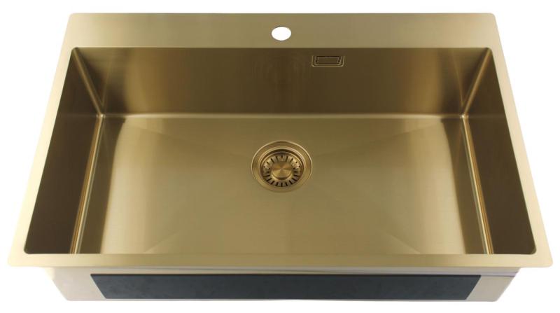 Pure.Sink Luxion Grande lavello dorato 78x50 cm Tapwing con foro per rubinetto PLX7850T-60