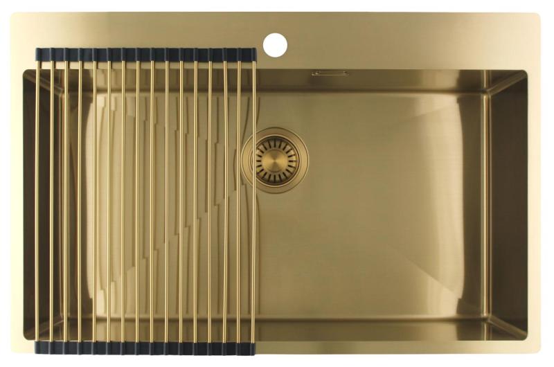 Pure.Sink Luxion Grande lavello dorato 78x50 cm Tapwing con foro per rubinetto PLX7850T-60