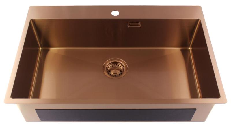 Pure.Sink Luxion Grande lavello in rame 78x50 cm Tapwing con foro per rubinetto PLX7850T-62