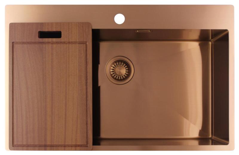 Pure.Sink Luxion Grande lavello in rame 78x50 cm Tapwing con foro per rubinetto PLX7850T-62