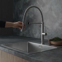 Pure.Sink Luxion Rubinetto da cucina in acciaio inossidabile massiccio con bocca flessibile e 2 tipi di getto PLXFLEX-02