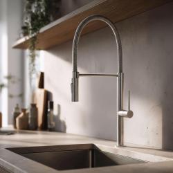 Pure.Sink Luxion solid stainless steel kitchen faucet with flexible spout and 2 spray modes PLXFLEX-02