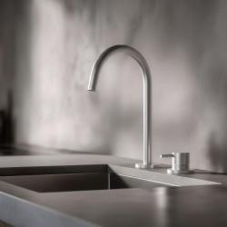 Pure.Sink Luxion 2-hole solid stainless steel kitchen faucet with round spout PLX2HR-02
