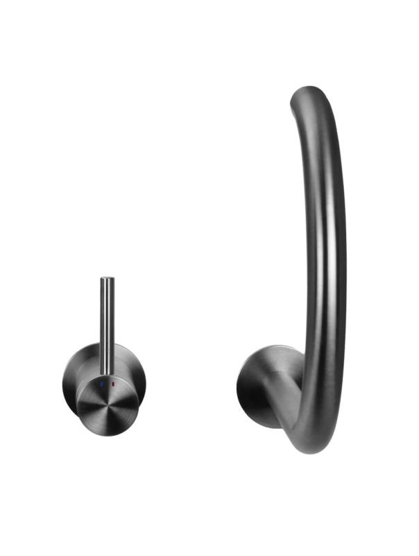 Pure.Sink Luxion Rubinetto da cucina in acciaio inossidabile massiccio a 2 fori con bocca rotonda PLX2HR-02