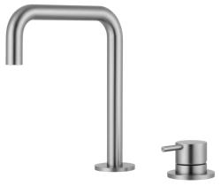 Pure.Sink Luxion Rubinetto da cucina a 2 fori in acciaio inossidabile massiccio con bocca a U PLX2HU-02