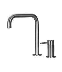Pure.Sink Luxion Rubinetto da cucina a 2 fori in acciaio inossidabile massiccio con bocca a U PLX2HU-02