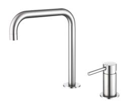 Pure.Sink Luxion Rubinetto da cucina a 2 fori in acciaio inossidabile massiccio con bocca a U PLX2HU-02