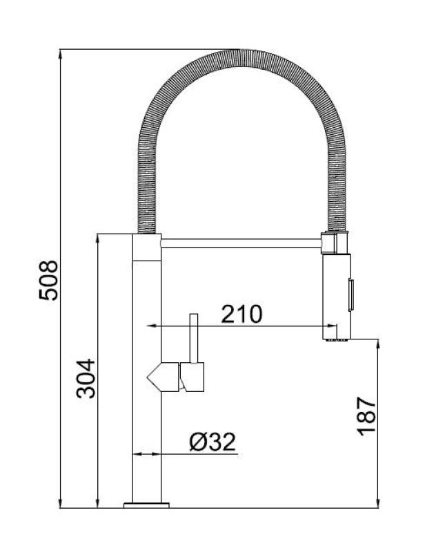 Pure.Sink Luxion Rubinetto da cucina nero opaco con bocca flessibile e 2 tipi di getto PLXFLEX-10