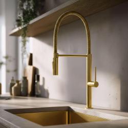 Pure.Sink Luxion Gold professional kitchen faucet with flexible spout and 2 spray modes PLXFLEX-60