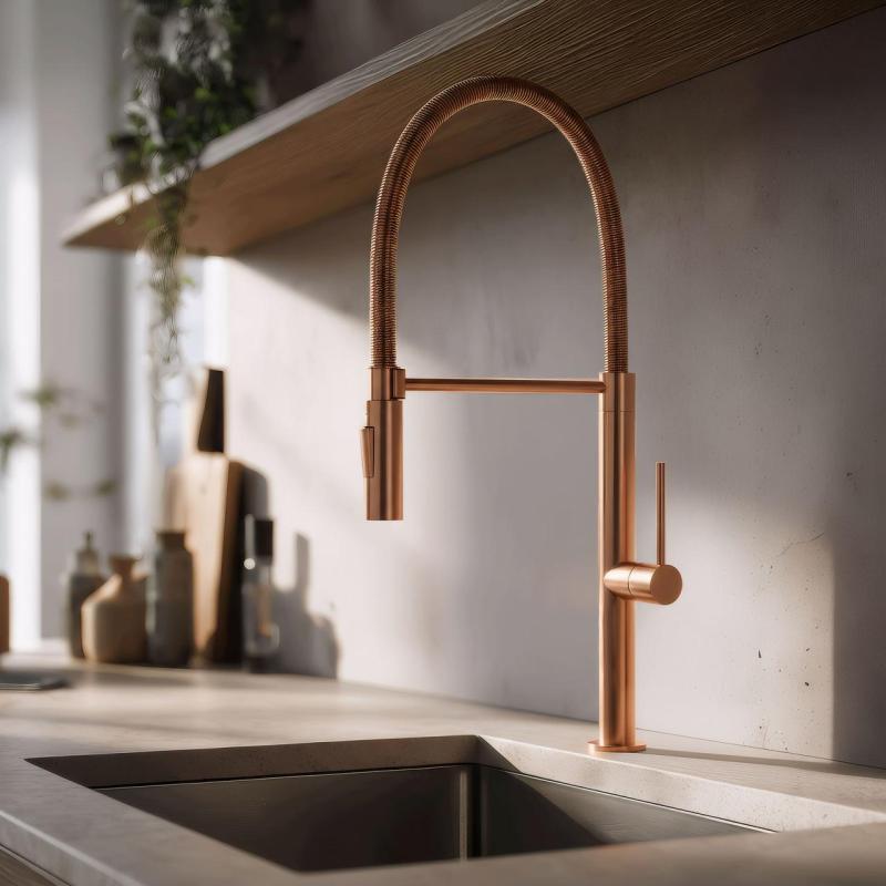 Pure.Sink Luxion Copper kitchen faucet with flexible spout and 2 spray modes PLXFLEX-62