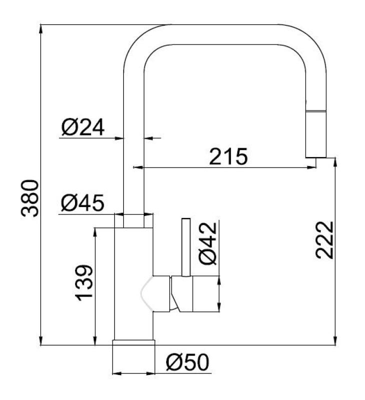 Pure.Sink Luxion Mat Rubinetto da cucina nero quadrato con bocca estraibile PLXSQUA-10