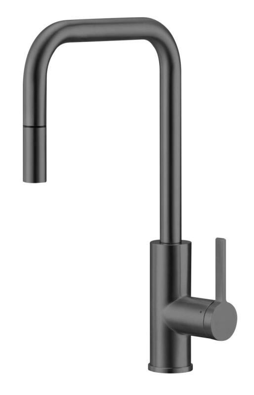 Pure.Sink Luxion Rubinetto da cucina in metallo color canna di fucile con bocca estraibile PLXSQUA-61