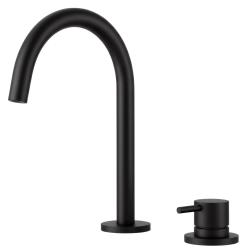 Pure.Sink Luxion Rubinetto da cucina a 2 fori nero opaco con bocca di erogazione rotonda PLX2HR-10