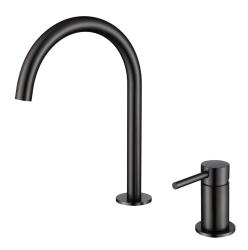Pure.Sink Luxion Rubinetto da cucina a 2 fori nero opaco con bocca di erogazione rotonda PLX2HR-10