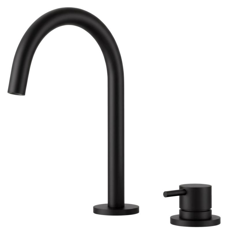 Pure.Sink Luxion Rubinetto da cucina a 2 fori nero opaco con bocca di erogazione rotonda PLX2HR-10