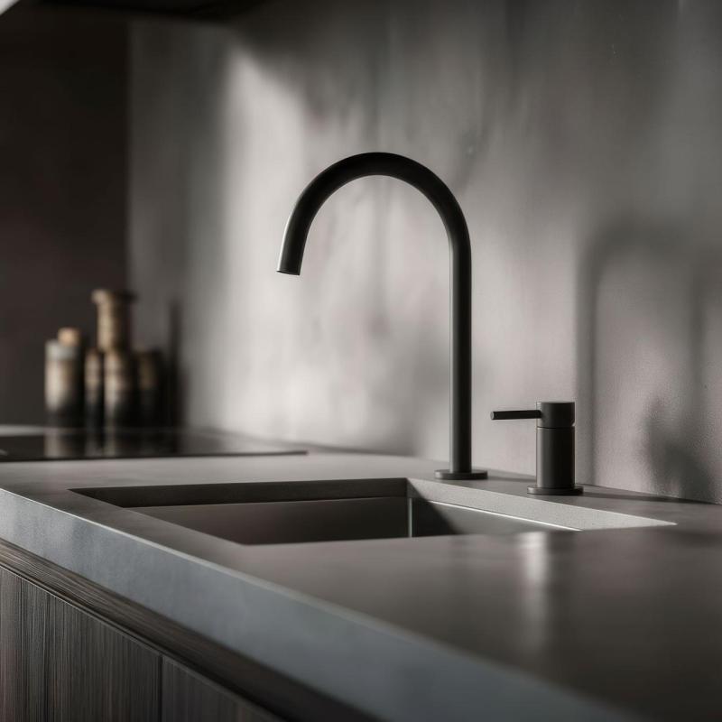 Pure.Sink Luxion Rubinetto da cucina nero opaco a 2 fori con bocca rotonda PLX2HR-10