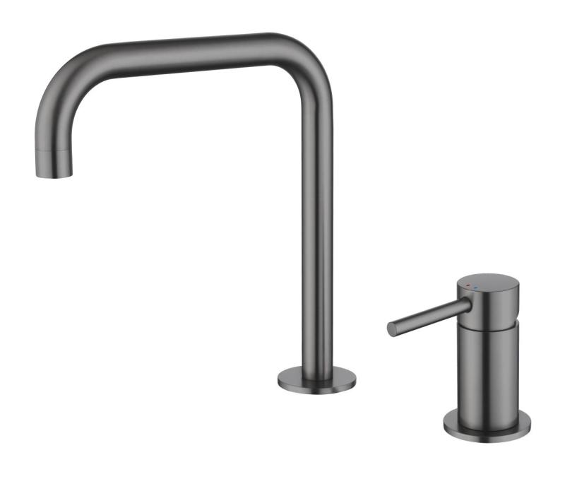 Pure.Sink Luxion Rubinetto da cucina Gun metal a 2 fori con bocca a U PLX2HU-61