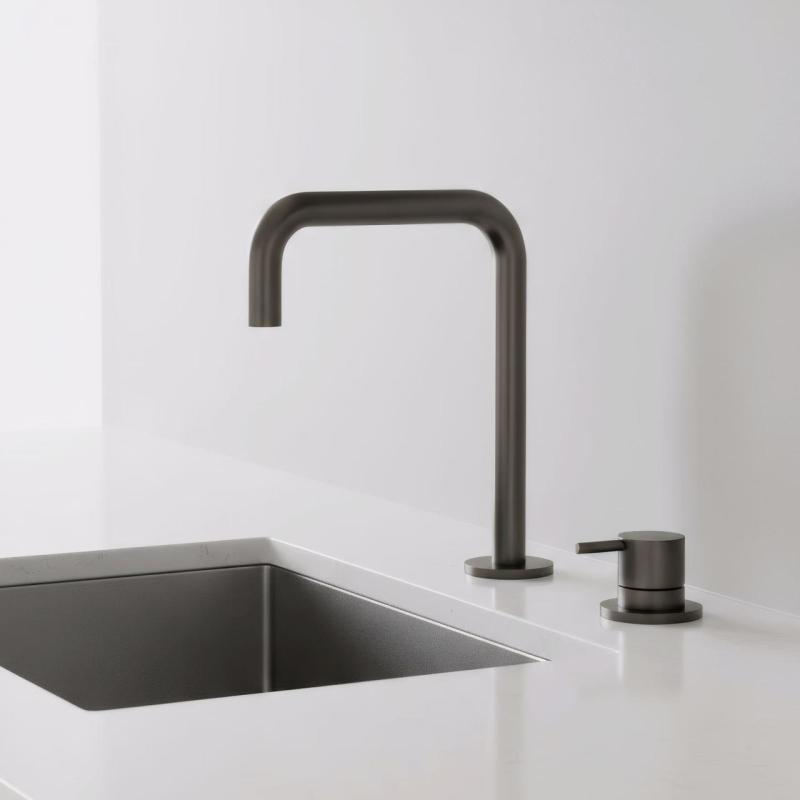 Pure.Sink Luxion 2-hole Gun metal kitchen faucet with U spout PLX2HU-61
