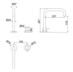Pure.Sink Luxion Rubinetto da cucina dorato a 2 fori con bocca a U PLX2HU-60