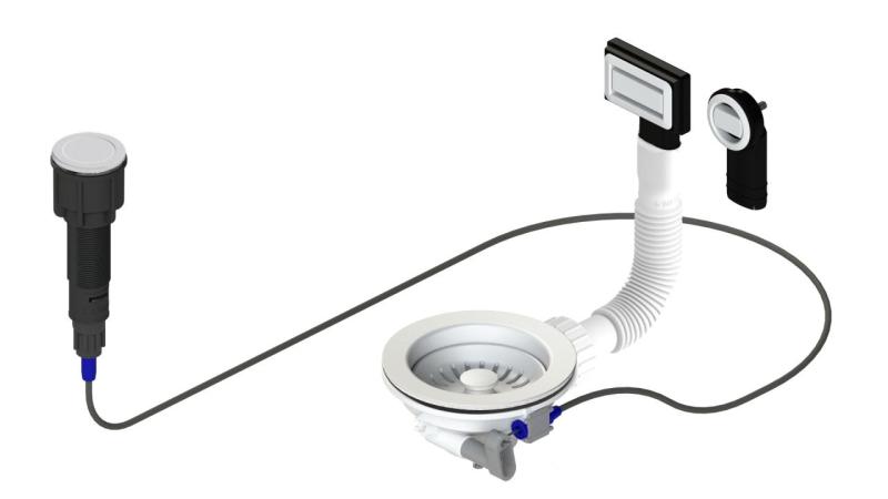 Set di scarico Granitemy Bianco incluso waste a pulsante con tappo, più overflow rettangolare e rotondo 1208971747