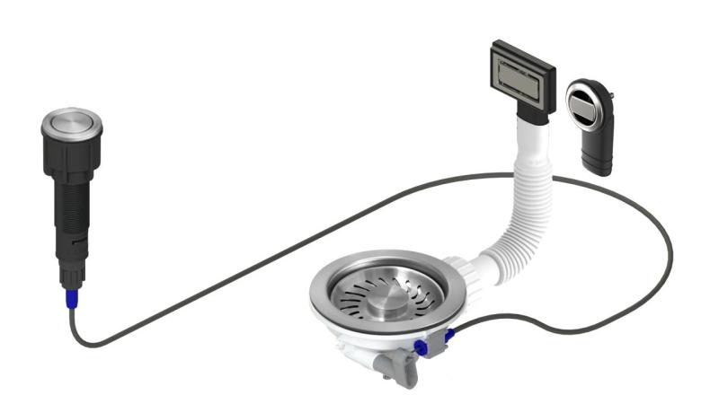 Set di scarico Granitemy in acciaio inossidabile incluso tasto di scarto con tappo, più troppopieno rettangolare e rotondo 1208971748