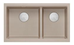 Lavabo doppio Newport II Beige Granito da incasso 76x45 cm con tappo in acciaio inossidabile 1208971754