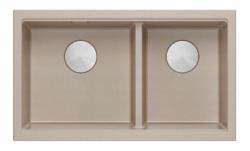 Quadri Newport II Doppio Lavello Sottopiano Beige Granito 702 x 390 mm con tappo in acciaio inossidabile 1208971757
