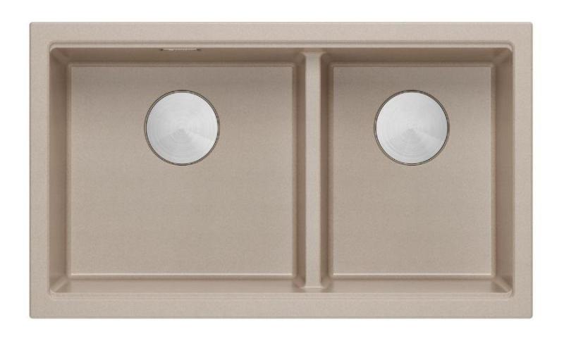 Quadri Newport II Doppio Lavello Sottopiano Beige Granito 702 x 390 mm con tappo in acciaio inossidabile 1208971757