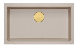 Quadri Newport II lavabo grande e profondo in granito da incasso e sottotop beige 76x45cm con tappo dorato 1208971759