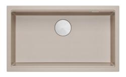 Quadri Newport II, grande e profondo lavabo in granito da incasso e sottotop Beige, lavabo 76x45cm con tappo in acciaio inossidabile 1208971760