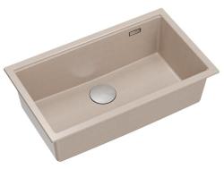 Quadri Newport II, grande e profondo lavabo in granito da incasso e sottotop Beige, lavabo 76x45cm con tappo in acciaio inossidabile 1208971760