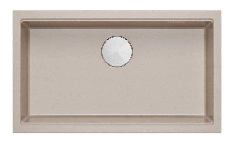 Quadri Newport II, grande e profondo lavabo in granito da incasso e sottotop Beige, lavabo 76x45cm con tappo in acciaio inossidabile 1208971760